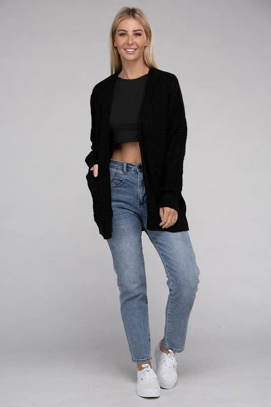 Waffle Cardigan Sweater