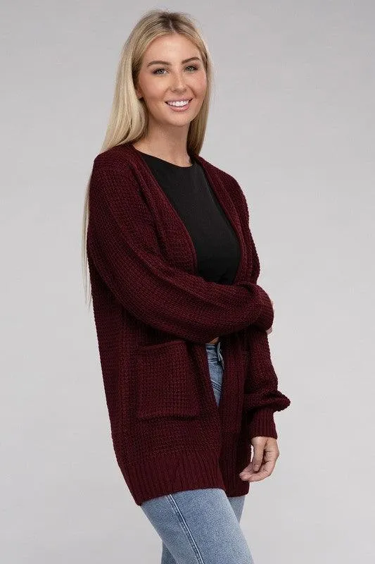 Waffle Cardigan Sweater