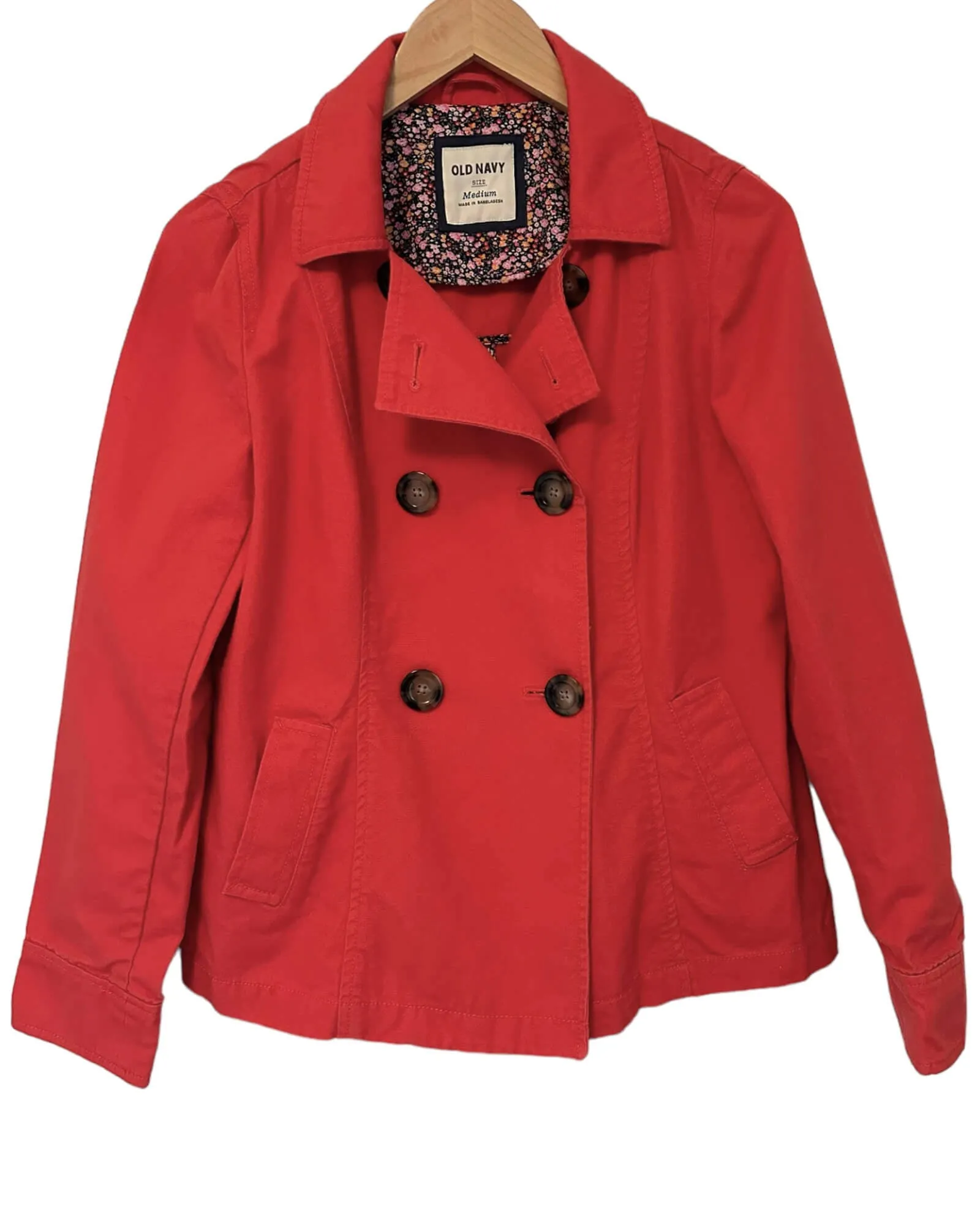 Warm Spring Rowanberry Red Canvas Twill Peacoat