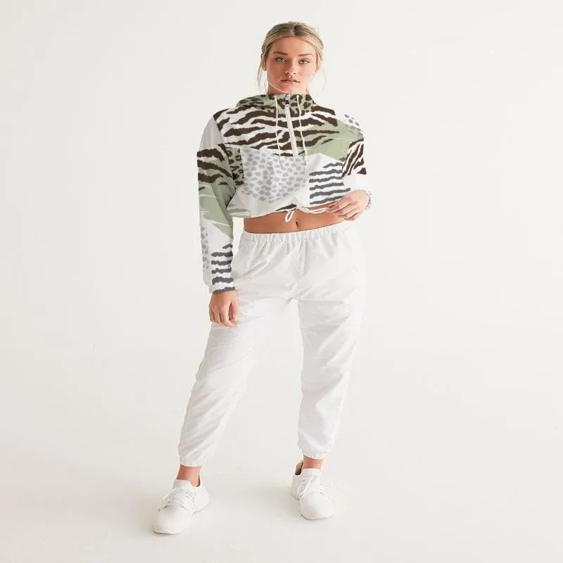 Women's Cropped Windbreaker Jacket, Beige
