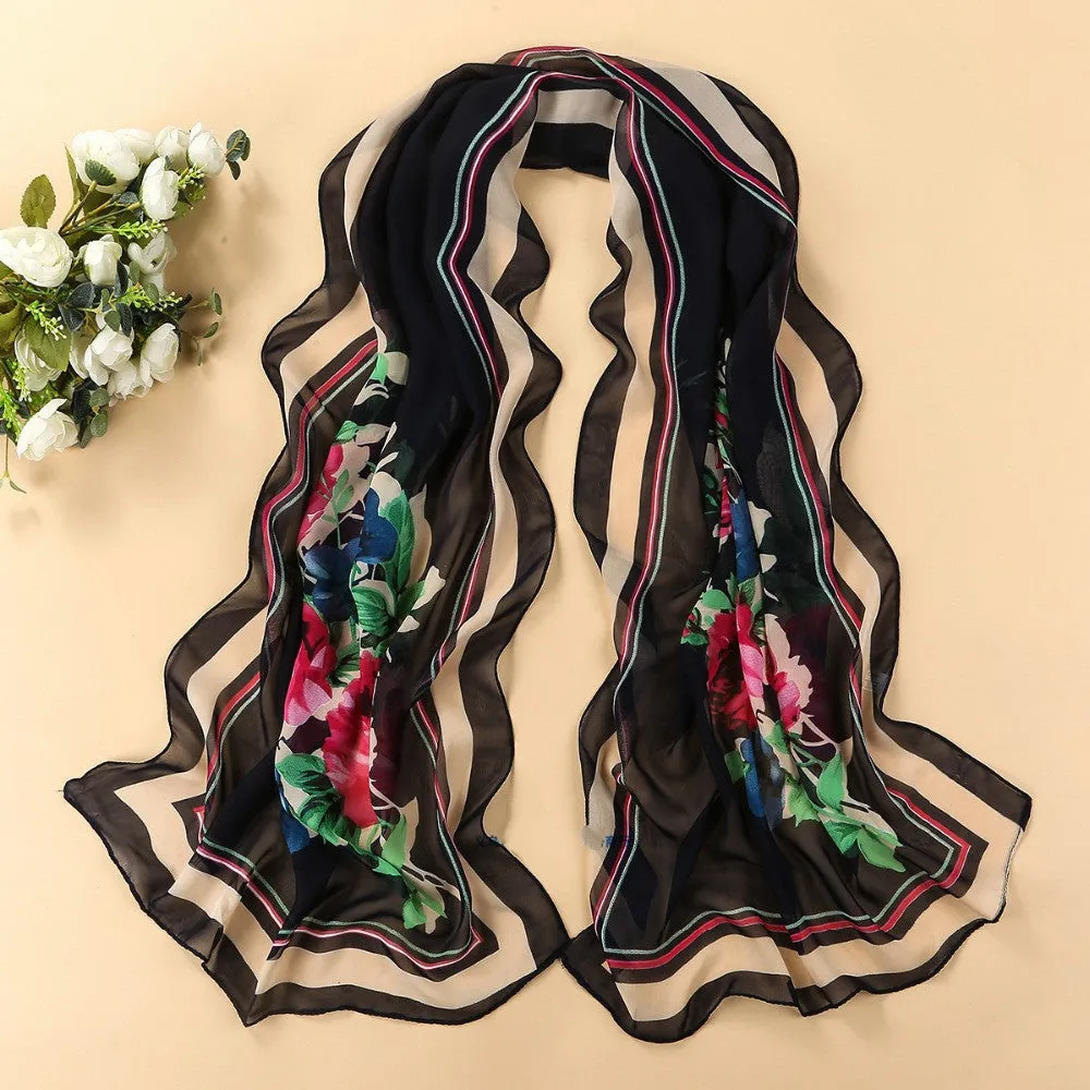 Women's scarf leopard scarf print long shawl cape silk chiffon tippet muffler
