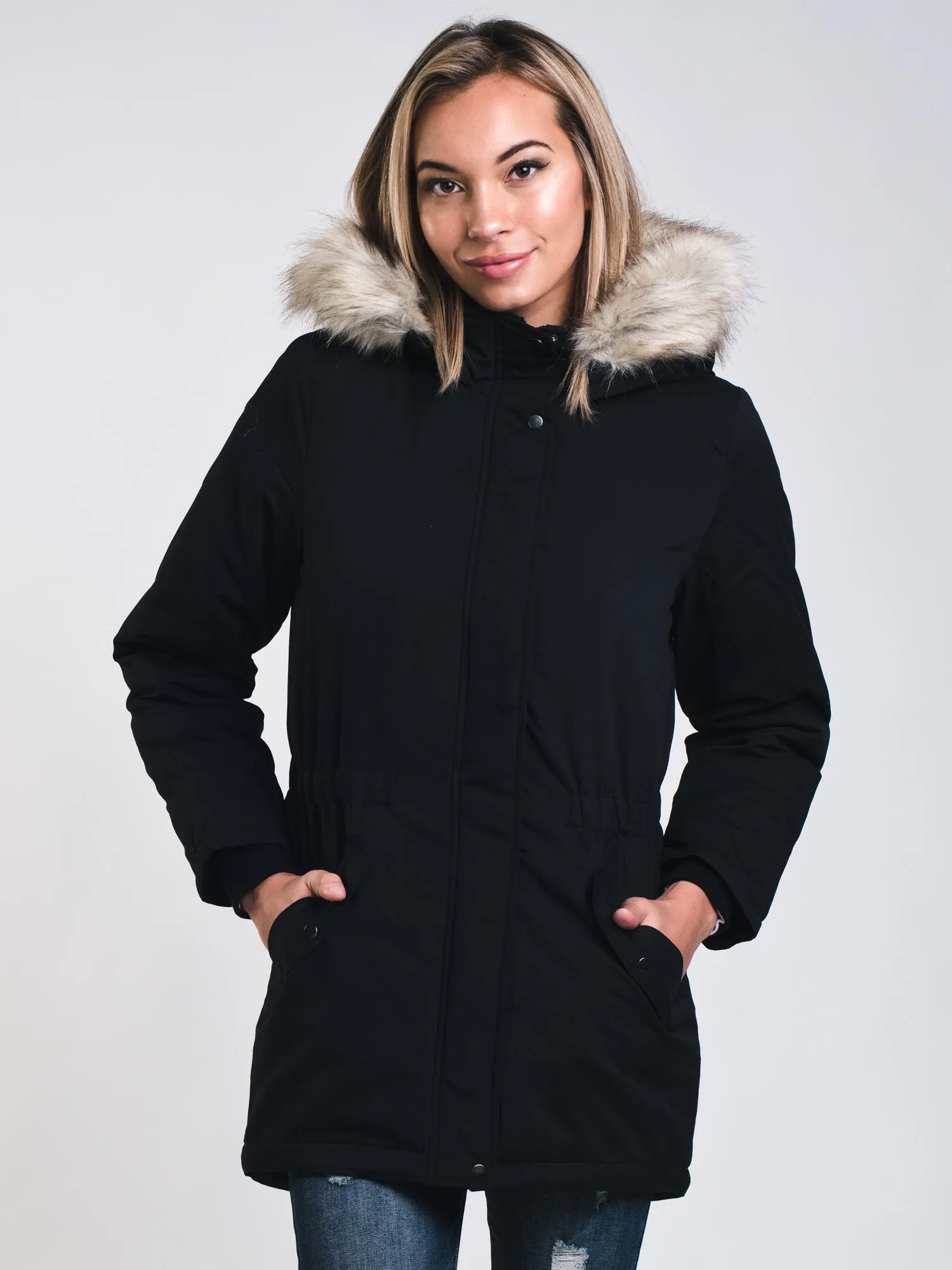 WOMENS STAR PARKA - BLACK - CLEARANCE