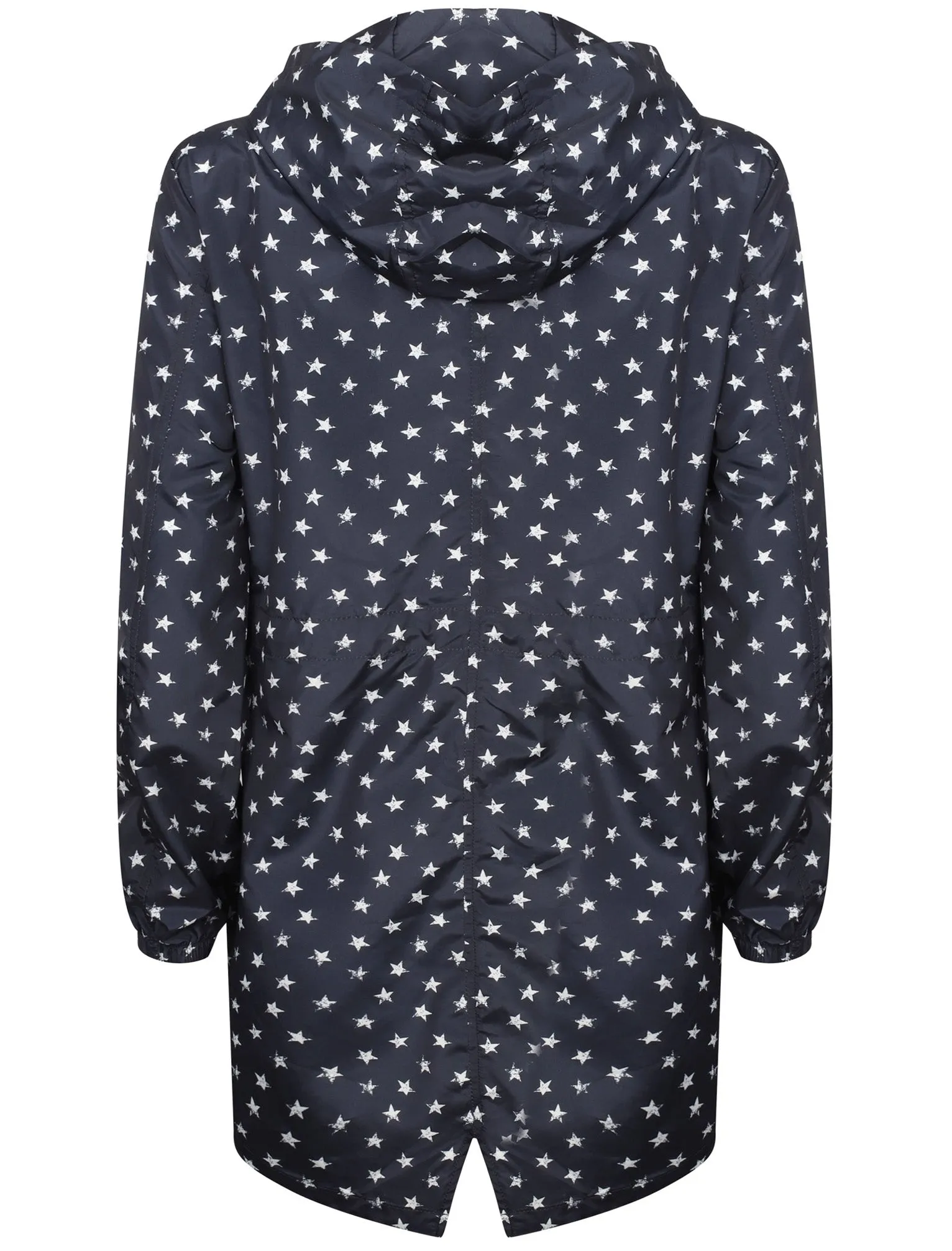 Womens Star Print Hooded Rain Coat In Peacoat Black - Tokyo Laundry